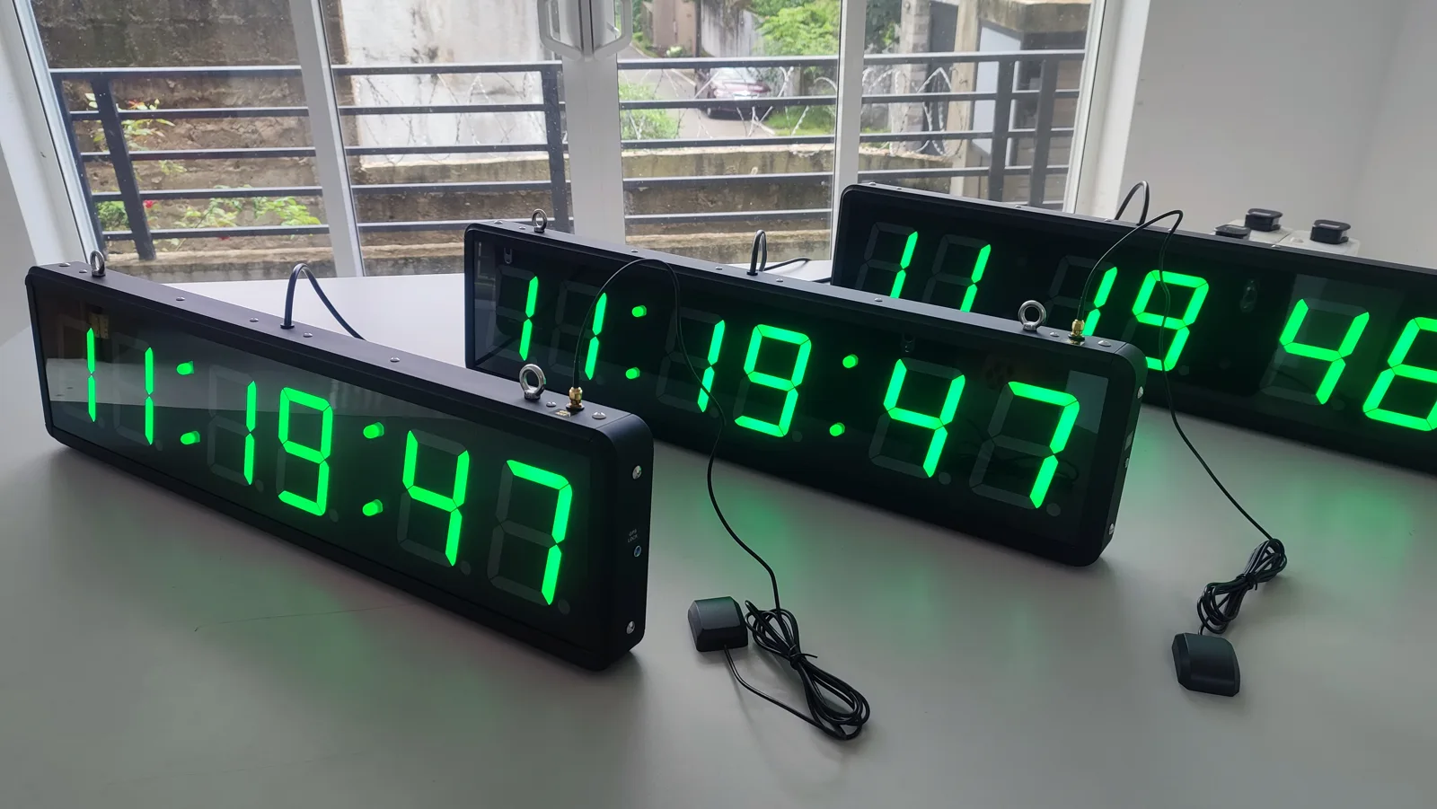 Original photograph of a six-digit clock in the workshop